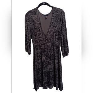 Banana Republic Black and Gray Midi Dress